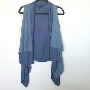 Theory Preppy Hippie waterfall layered sleeveless open front cardigan small